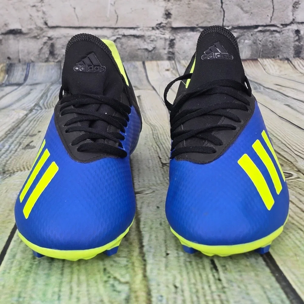 Adidas X 18.3 FG J Soccer Cleats Boys 5.5Y Blue Solar Yellow DB2416 Firm Ground